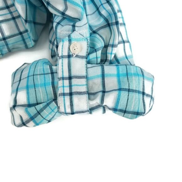 Sahara Club Mens Button Front Shirt Blue White Plaid Flap Pockets Collar 3XL New - Picture 3 of 8